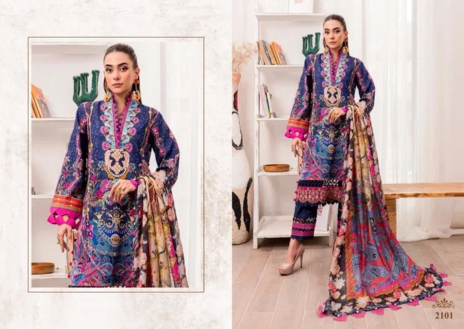 Majesty Cotton Quine Cotton Dupatta Pakistani Suit Collection