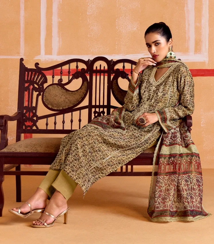 Kimora Nayaab Pure Muslin Soft Banarasi Zari and Pitta Work Designer Dress Material