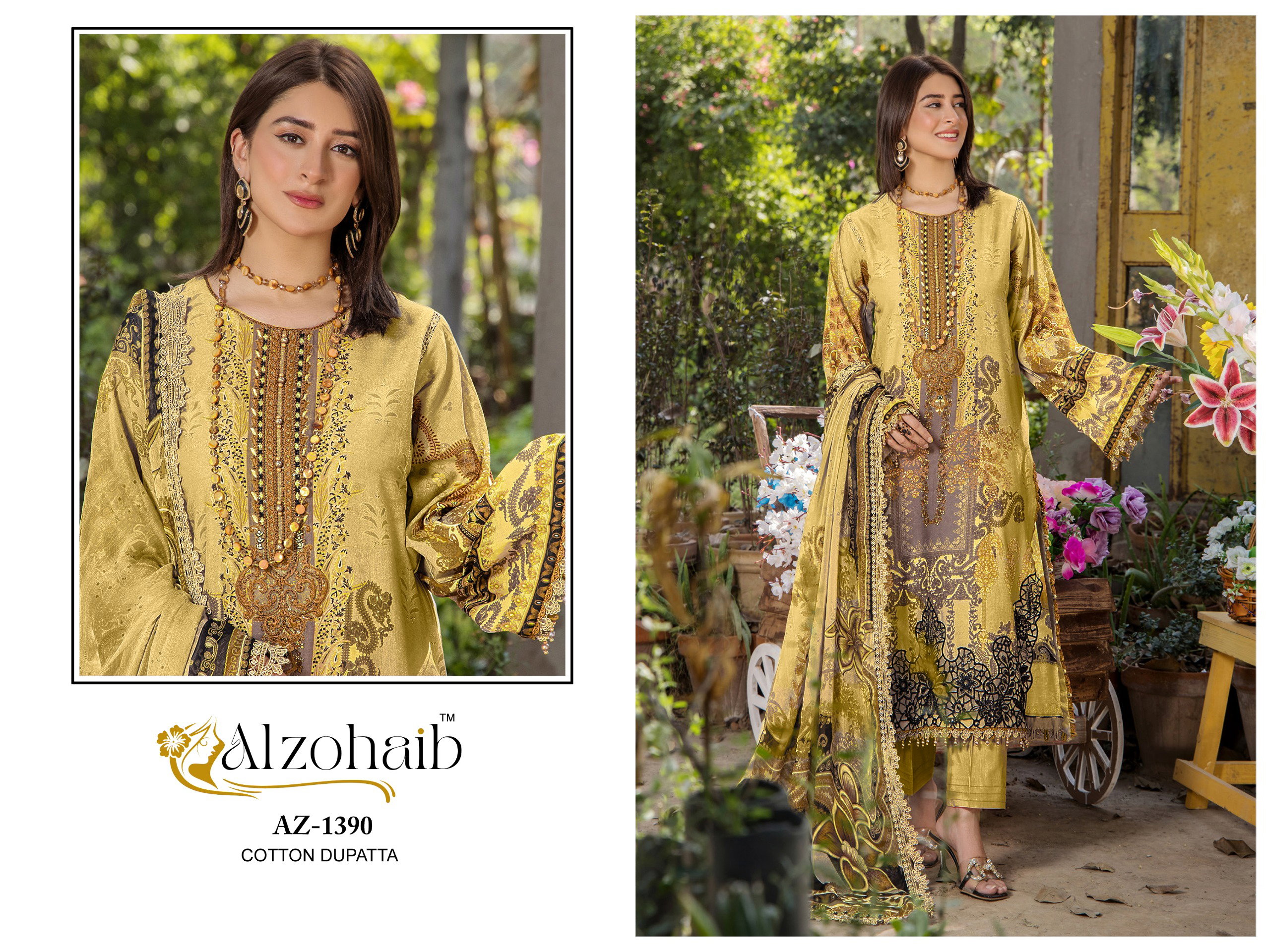 Alzohaib Aamina Vol 2 Cotton Dupatta Cotton Pakistani Salwar Kameez