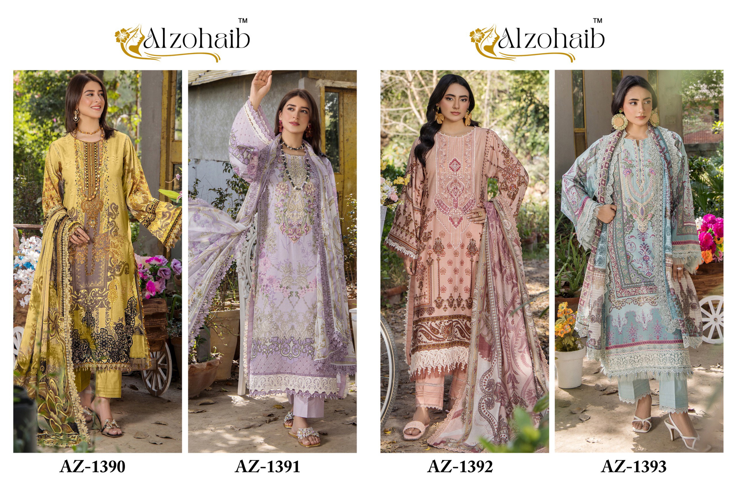 Alzohaib Aamina Vol 2 Cotton Dupatta Cotton Pakistani Salwar Kameez
