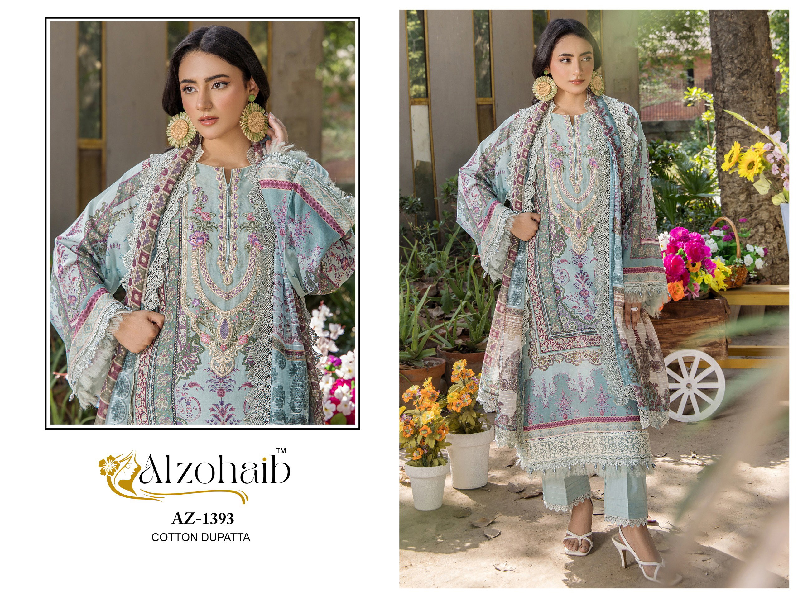 Alzohaib Aamina Vol 2 Chiffon Dupatta Cotton Pakistani Salwar Kameez