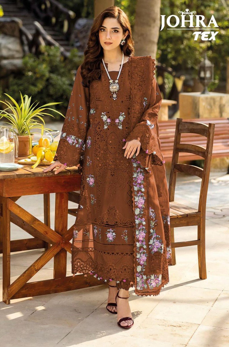 Johra Tex 183 D Cambric Cotton With Work Pakistani Salwar Kameez