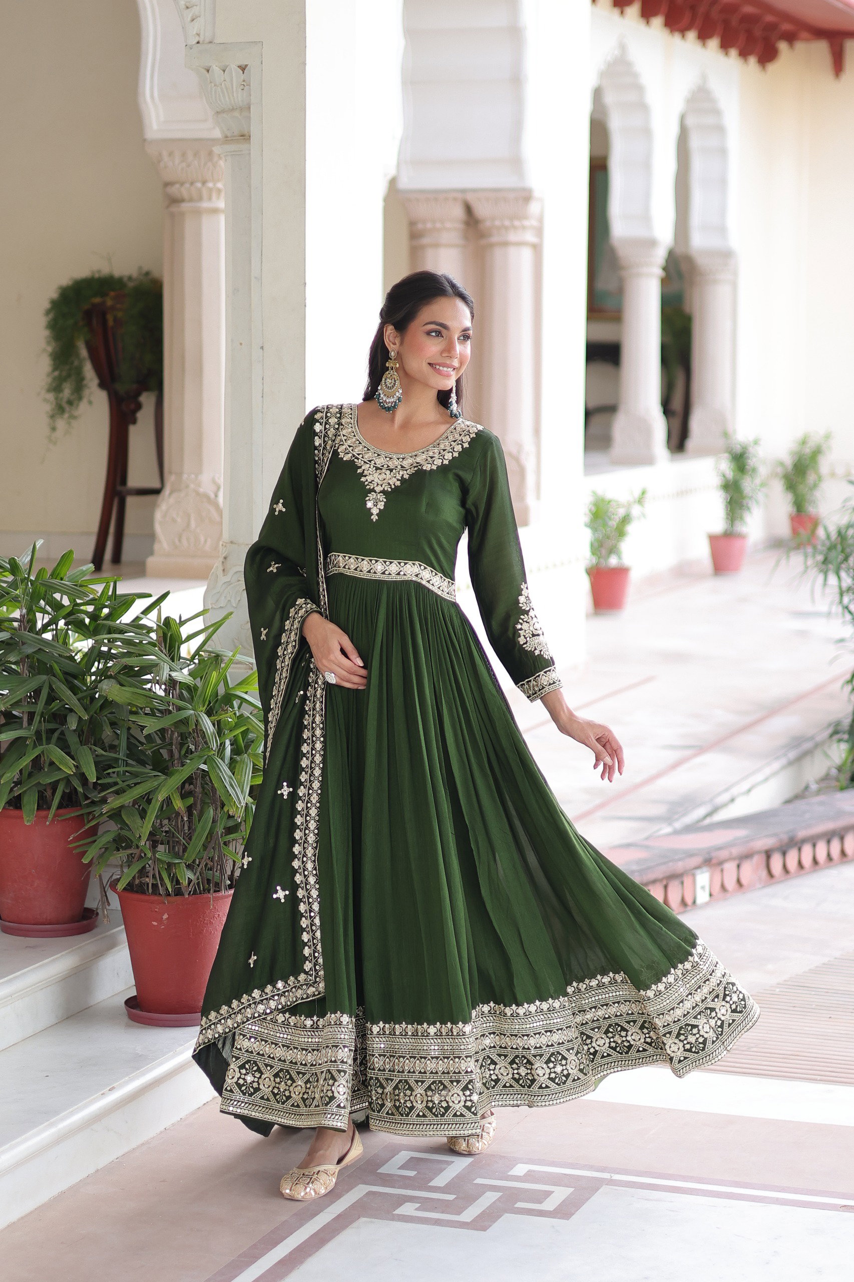 Lekha KA 1215 Vichitra Silk Sequins Embroidery Gown With Dupatta