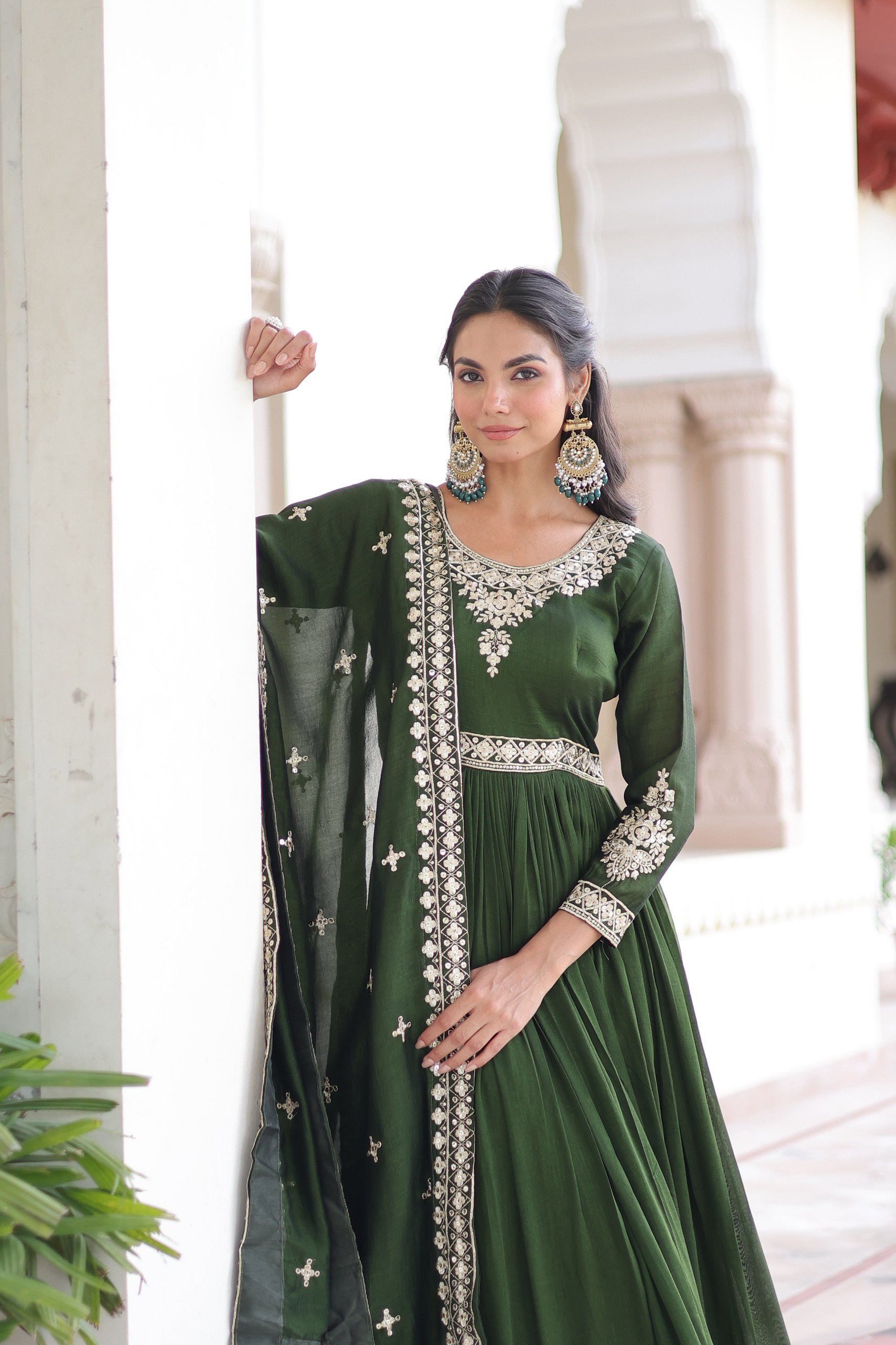 Lekha KA 1215 Vichitra Silk Sequins Embroidery Gown With Dupatta