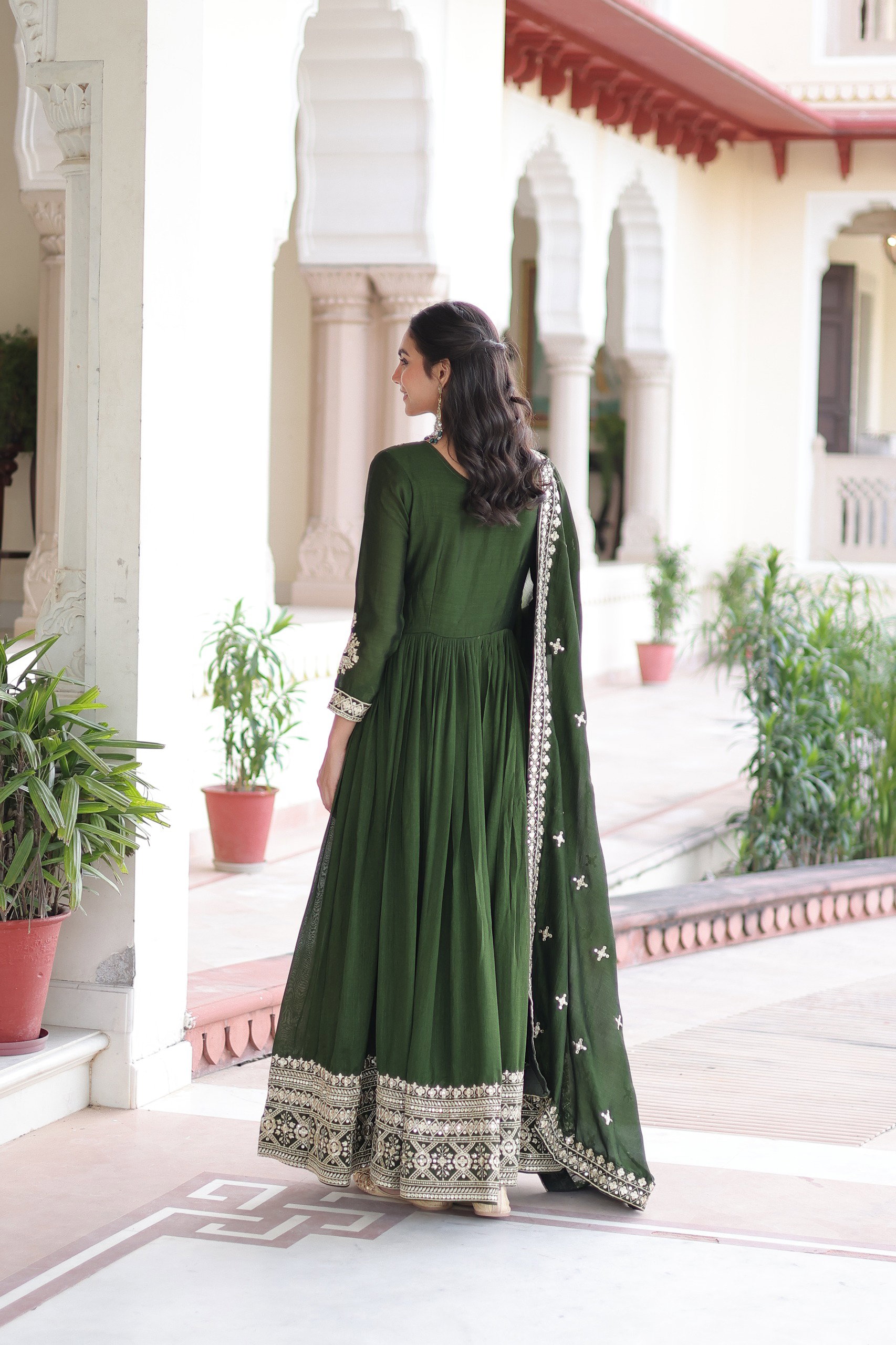 Lekha KA 1215 Vichitra Silk Sequins Embroidery Gown With Dupatta