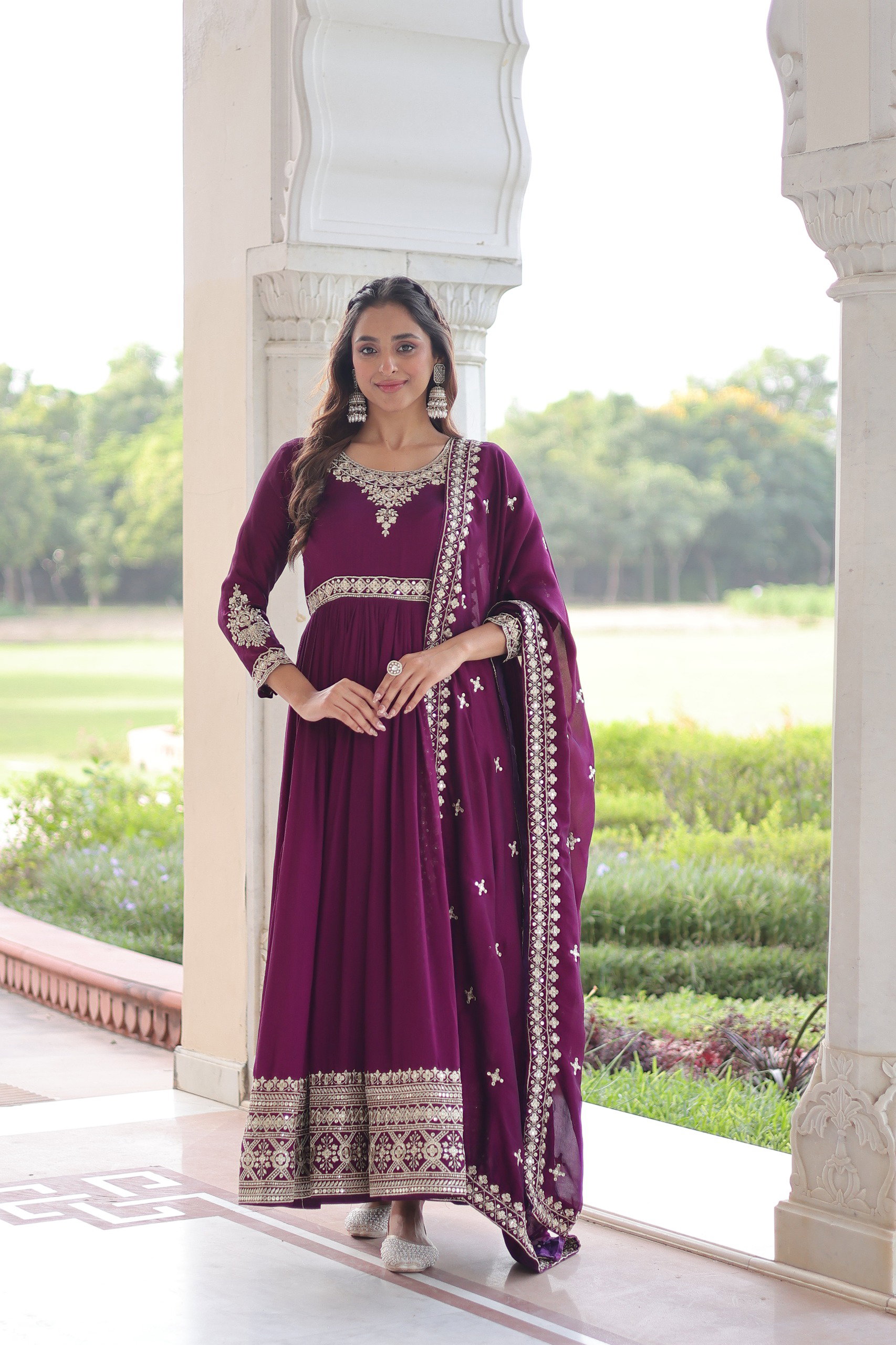 Lekha KA 1215 Vichitra Silk Sequins Embroidery Gown With Dupatta