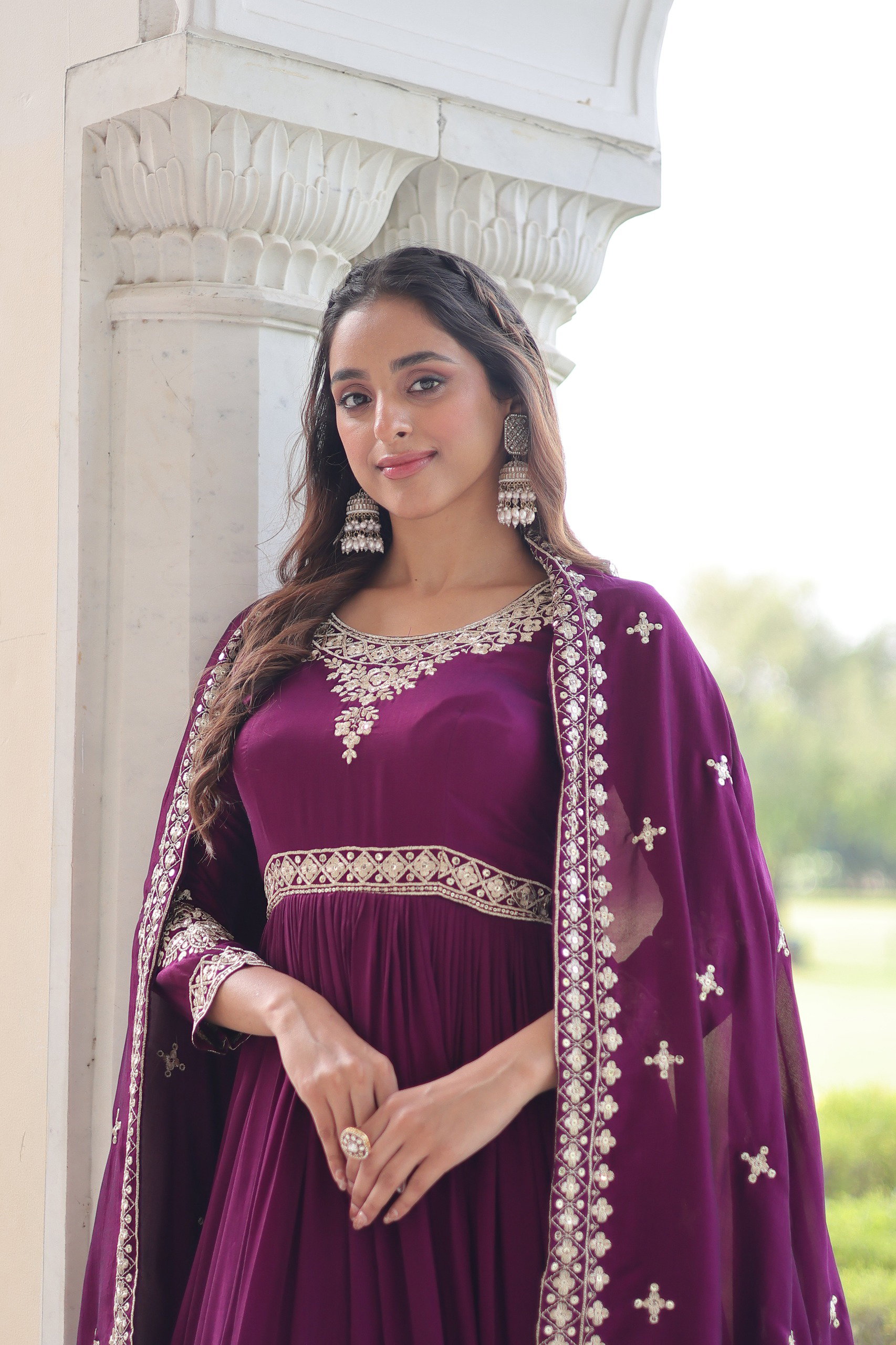 Lekha KA 1215 Vichitra Silk Sequins Embroidery Gown With Dupatta