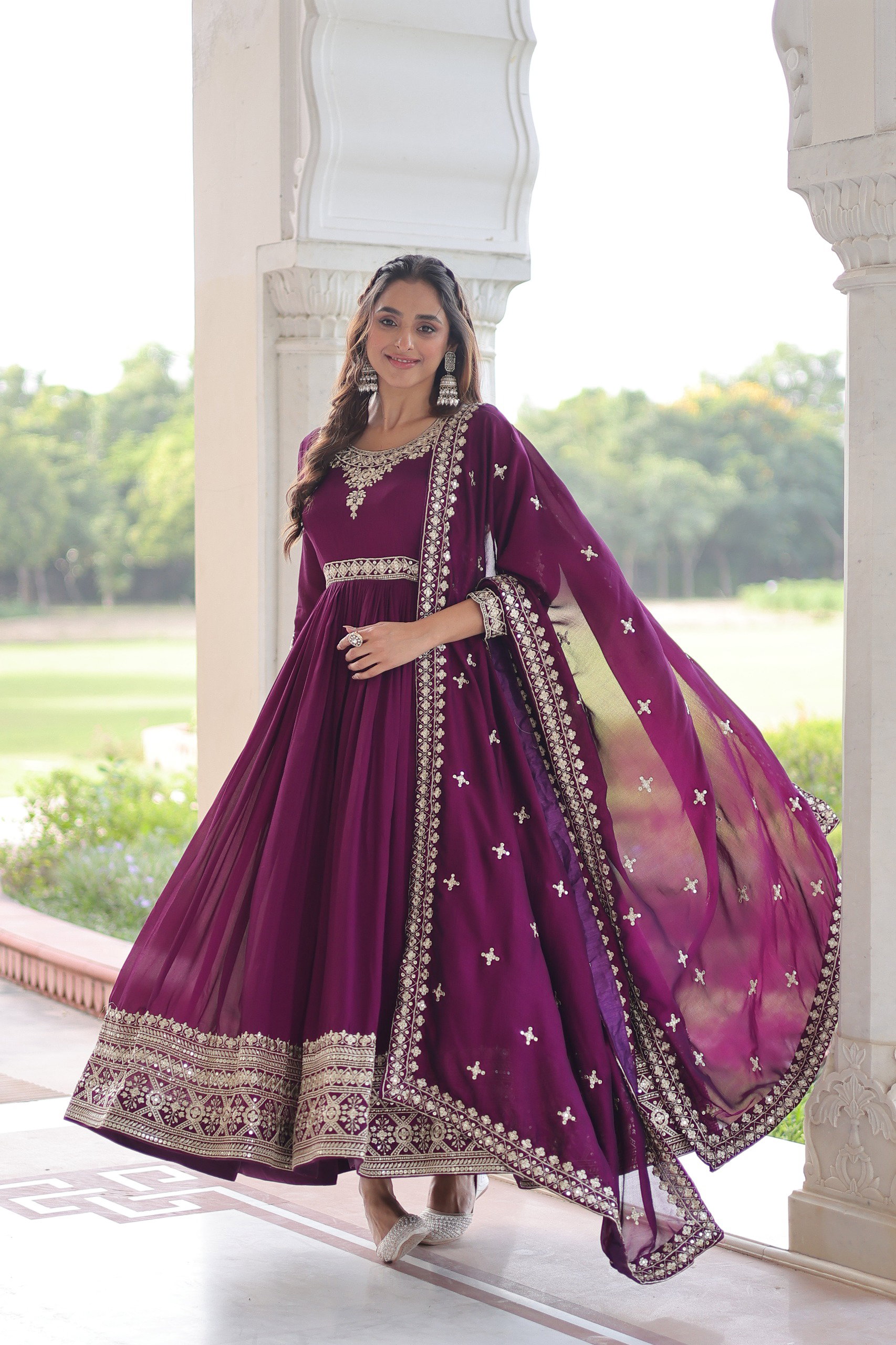 Lekha KA 1215 Vichitra Silk Sequins Embroidery Gown With Dupatta