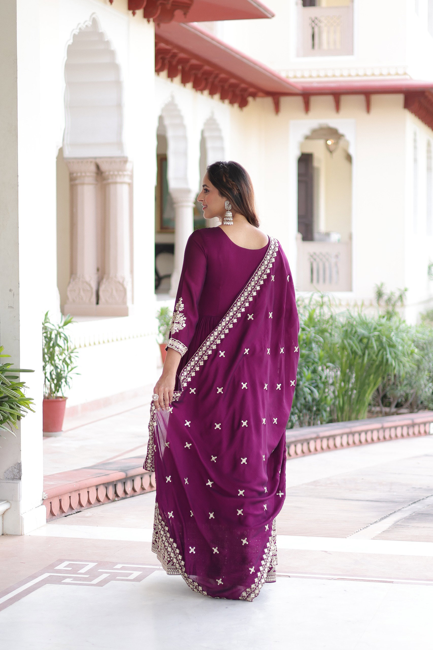Lekha KA 1215 Vichitra Silk Sequins Embroidery Gown With Dupatta