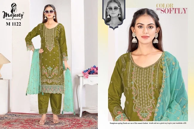 Majesty M 1123 Organza With Embroidery Work Top Bottom With Dupatta