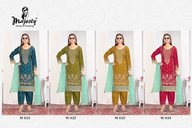 Majesty M 1123 Organza With Embroidery Work Top Bottom With Dupatta