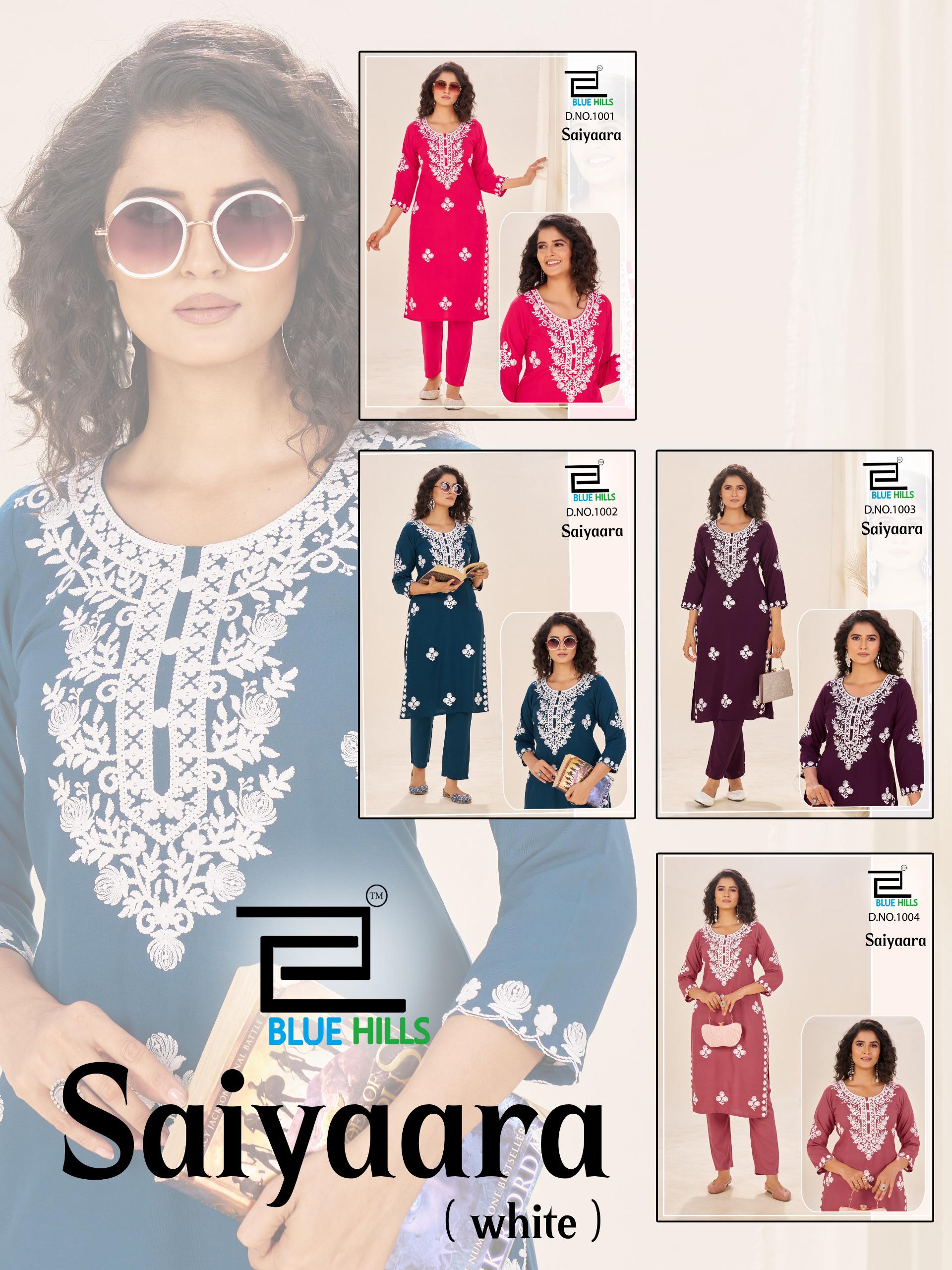 Blue Hills Saiyaara Rayon With Work Kurti And Pant Collection