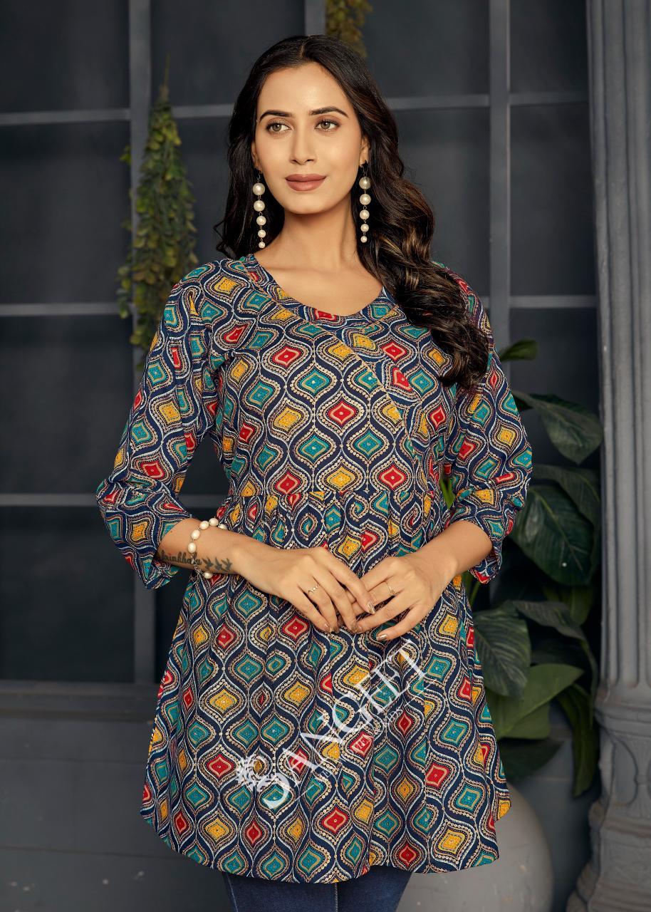 Sangeet Rangoli Vol 1 Rayon Printed Stylish Ladies Top Collection