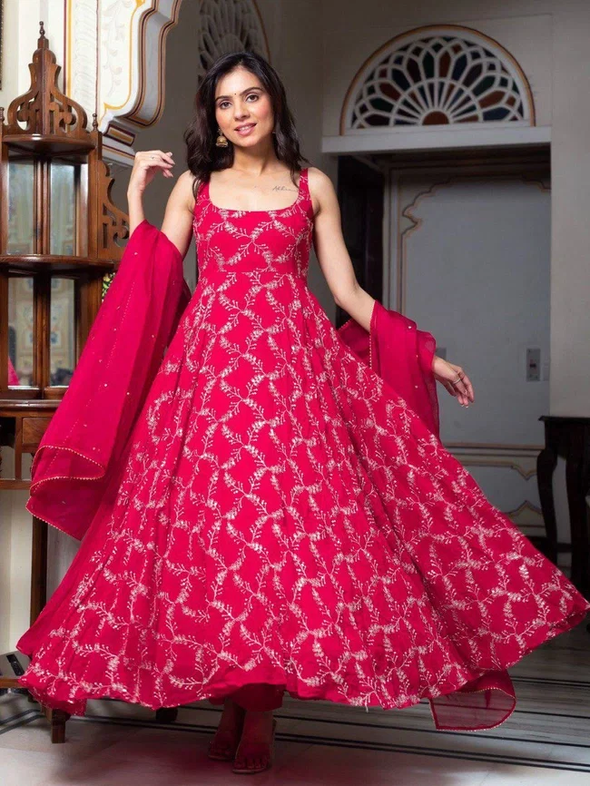 Glory 5958 Foux Gorgette Anarkali With Sharara And Dupatta