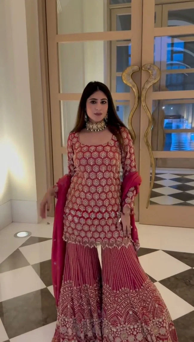 Glory 5963 Gorgette Short Kurti With Sharara Dupatta Set