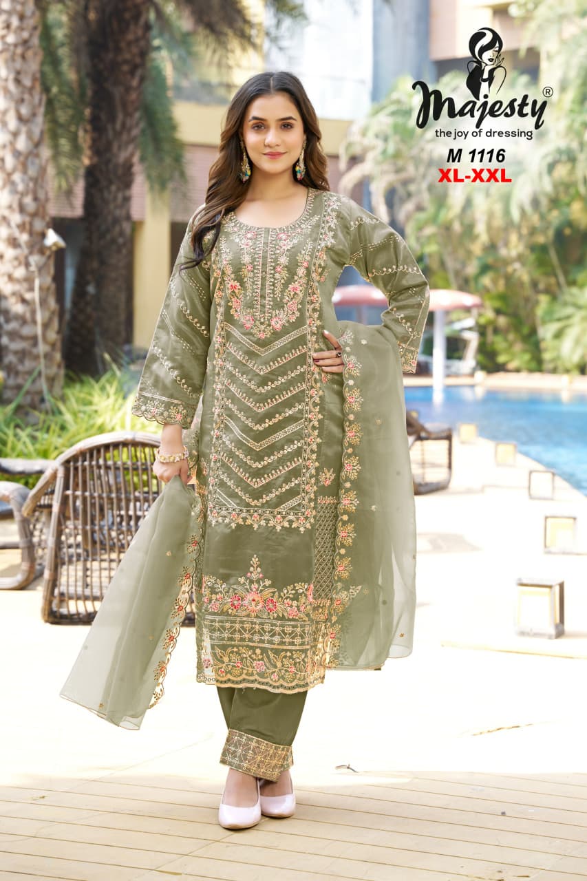 Majesty Mausam Organza With Embroidery Work Kurti Pent With Dupatta