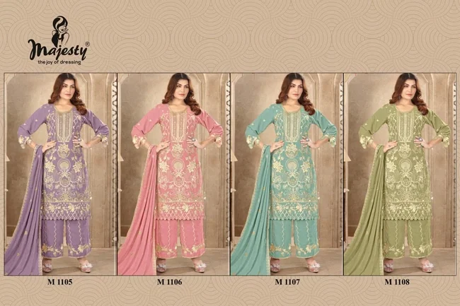 Majesty M 1105 To 1108 Faux Georgette Embroidery Pakistani Salwar Kameez