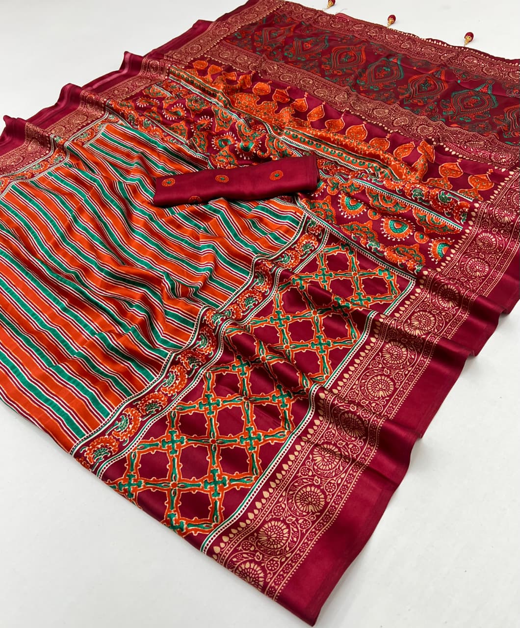 Gf Ajrakh Luxe 02 Modal Silk Saree