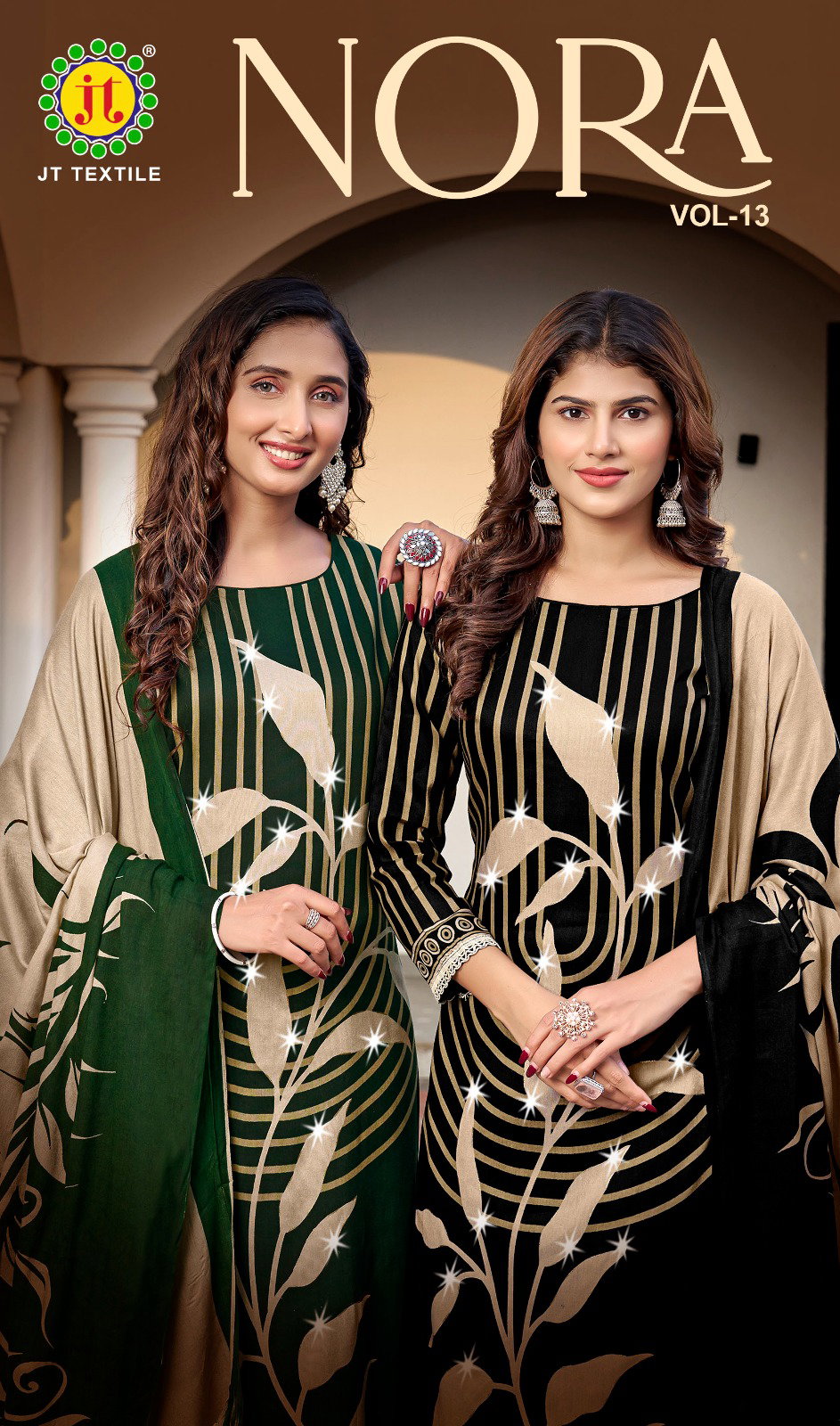 Jt Nora Vol 13 Rayon With Foil Print Dress Material Collection