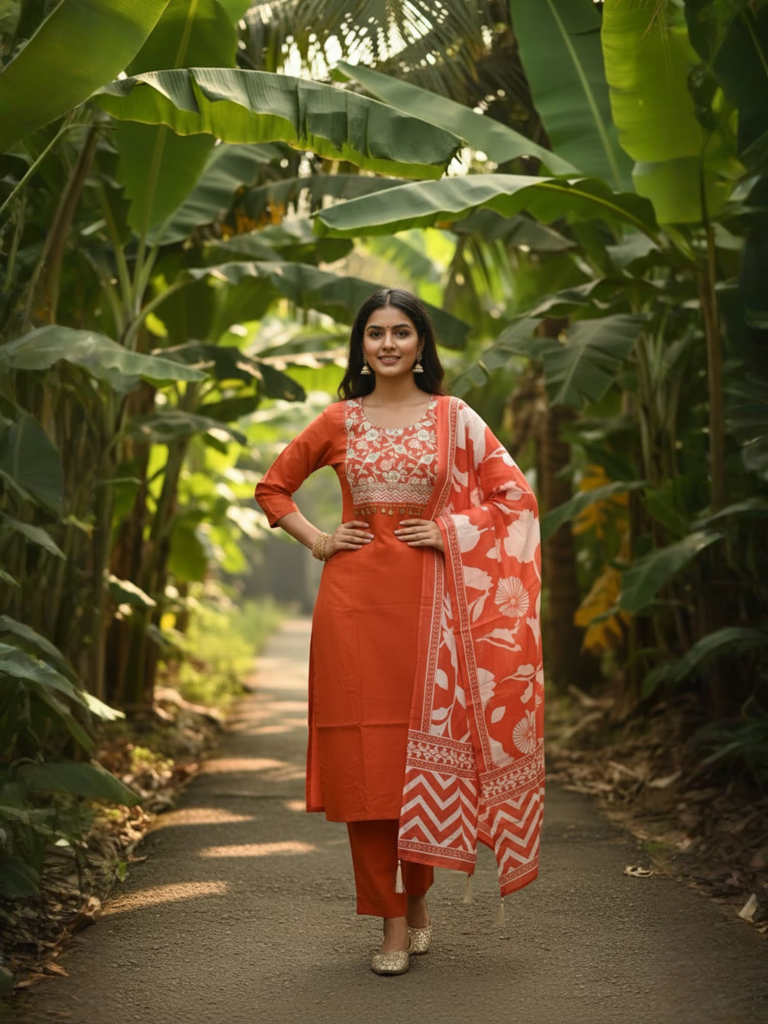 Navya Kurti 185 Party Wear Embroidery Worked Pure Cotton Kurti with Pant and Dupatta Set