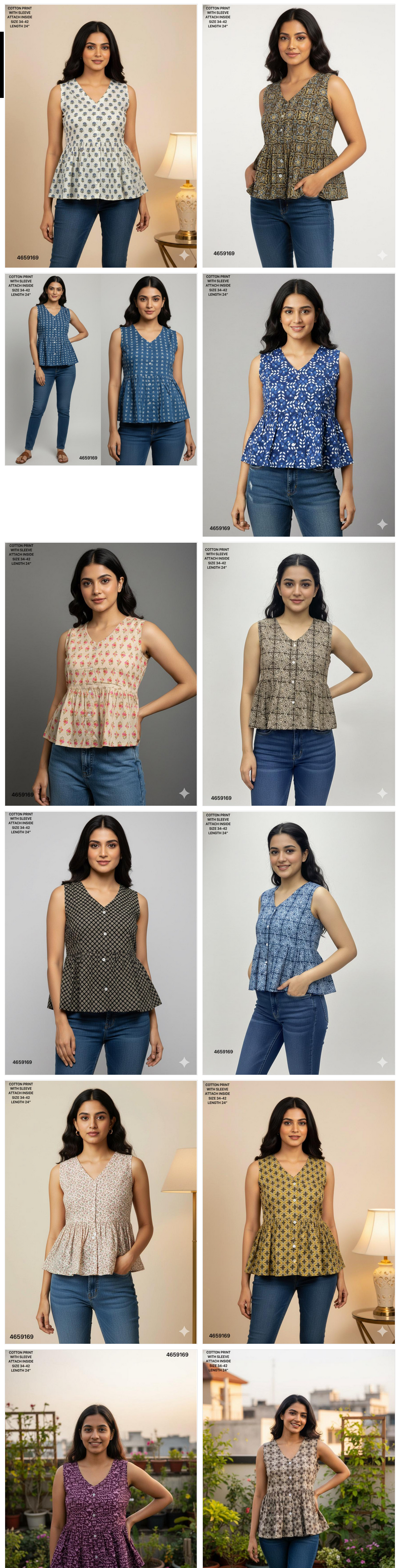 Naisha K 513 Cotton Printed Sleeveless Casual Wear Top Collection