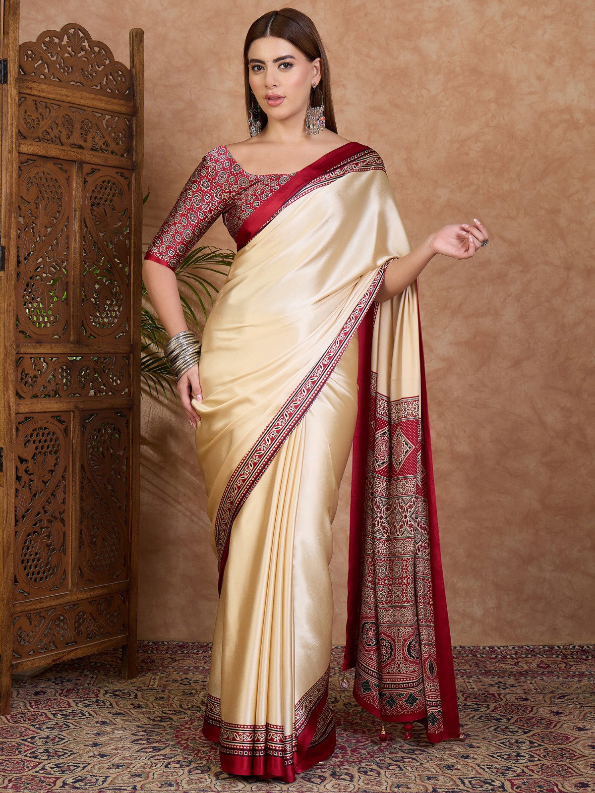 Gf Ajrakh Luxe 03 Semi Modal Ajrakh Printed Saree Collection 