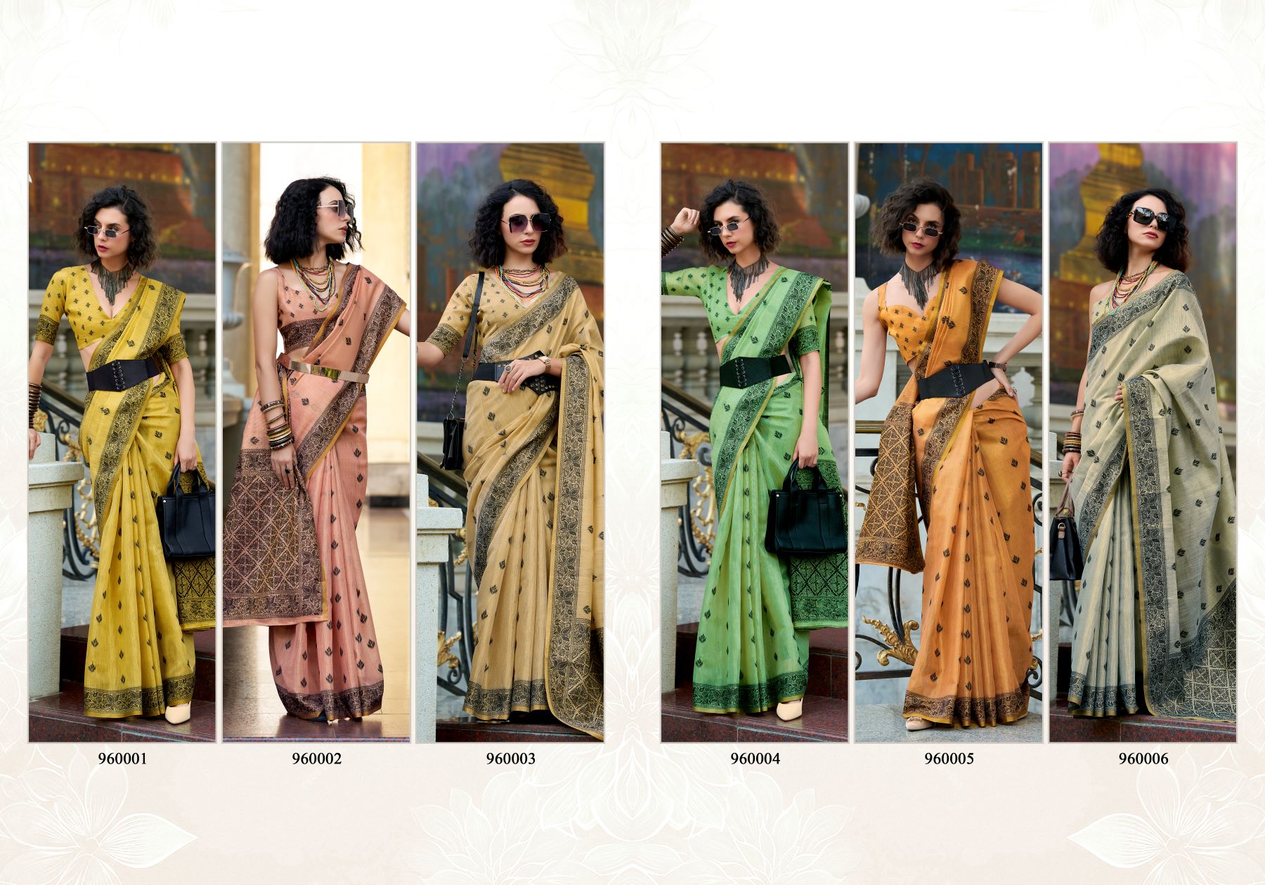 Rajpath Black Cat Tissue Linen Printed Saree