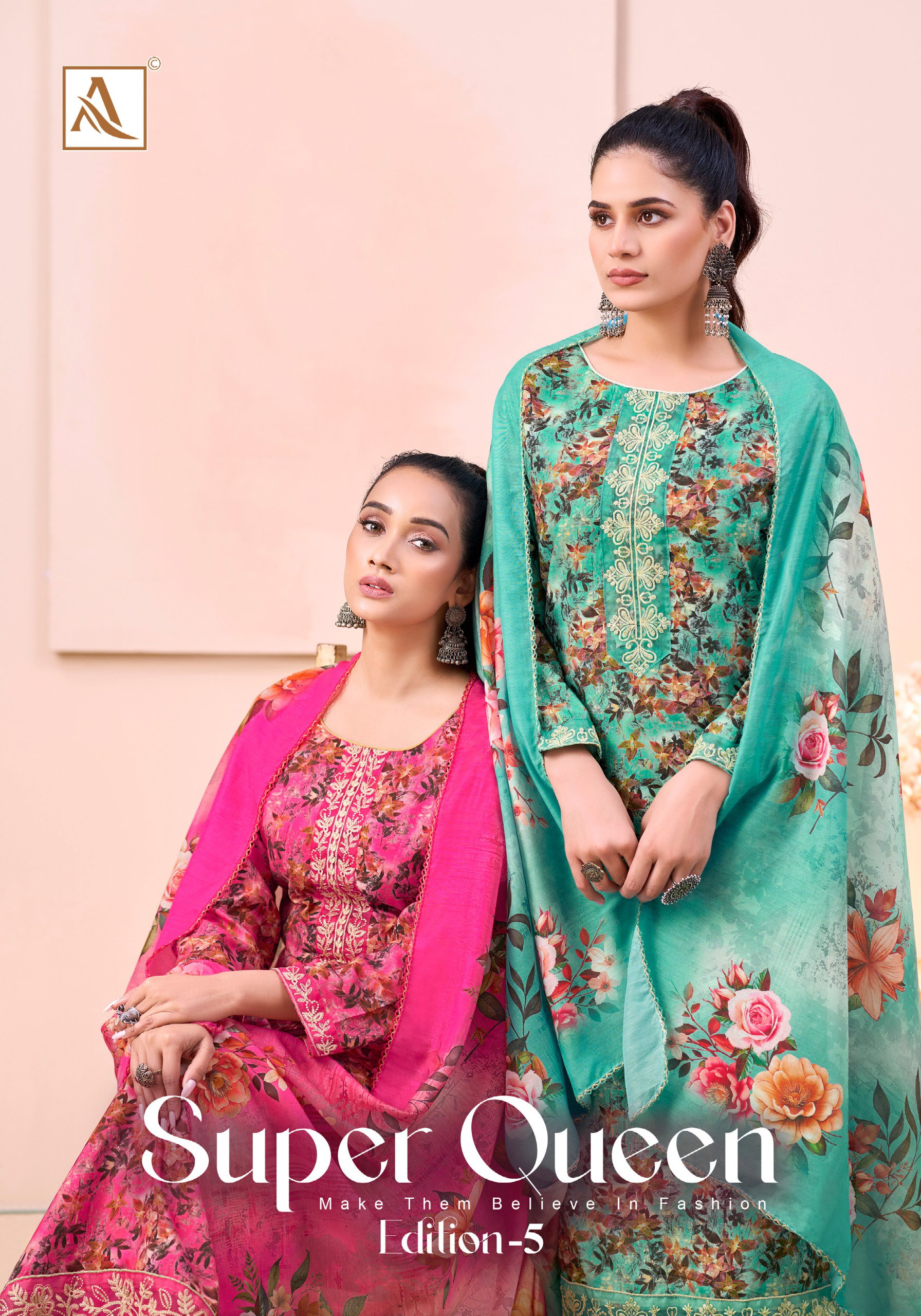Alok Super Queen Edition 5 Viscose Print Embroidery Dress Material Collection