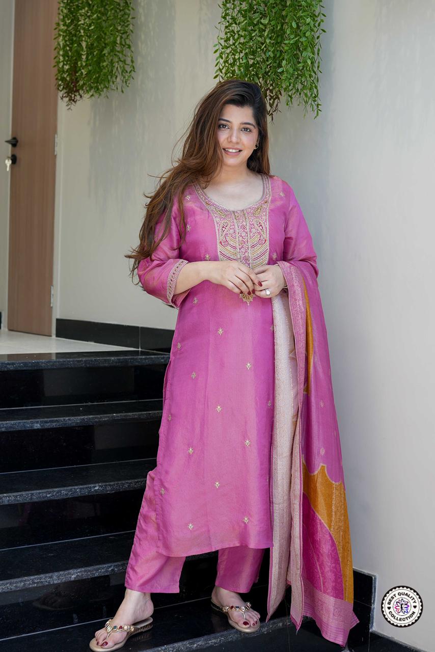 Lekha KL 4093 Viscose Simmer Embroidery Kurti Bottom With Dupatta