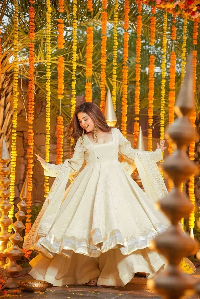 Glory KD 1555 Chinnon Silk Designer Plazoo Gown Set