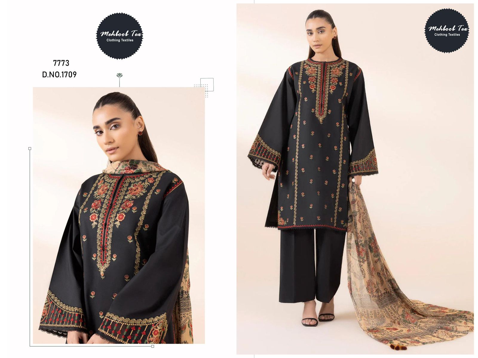 Mehboob Tex 1709 Cotton Dupatta Rayon Pakistani Salwar Kameez