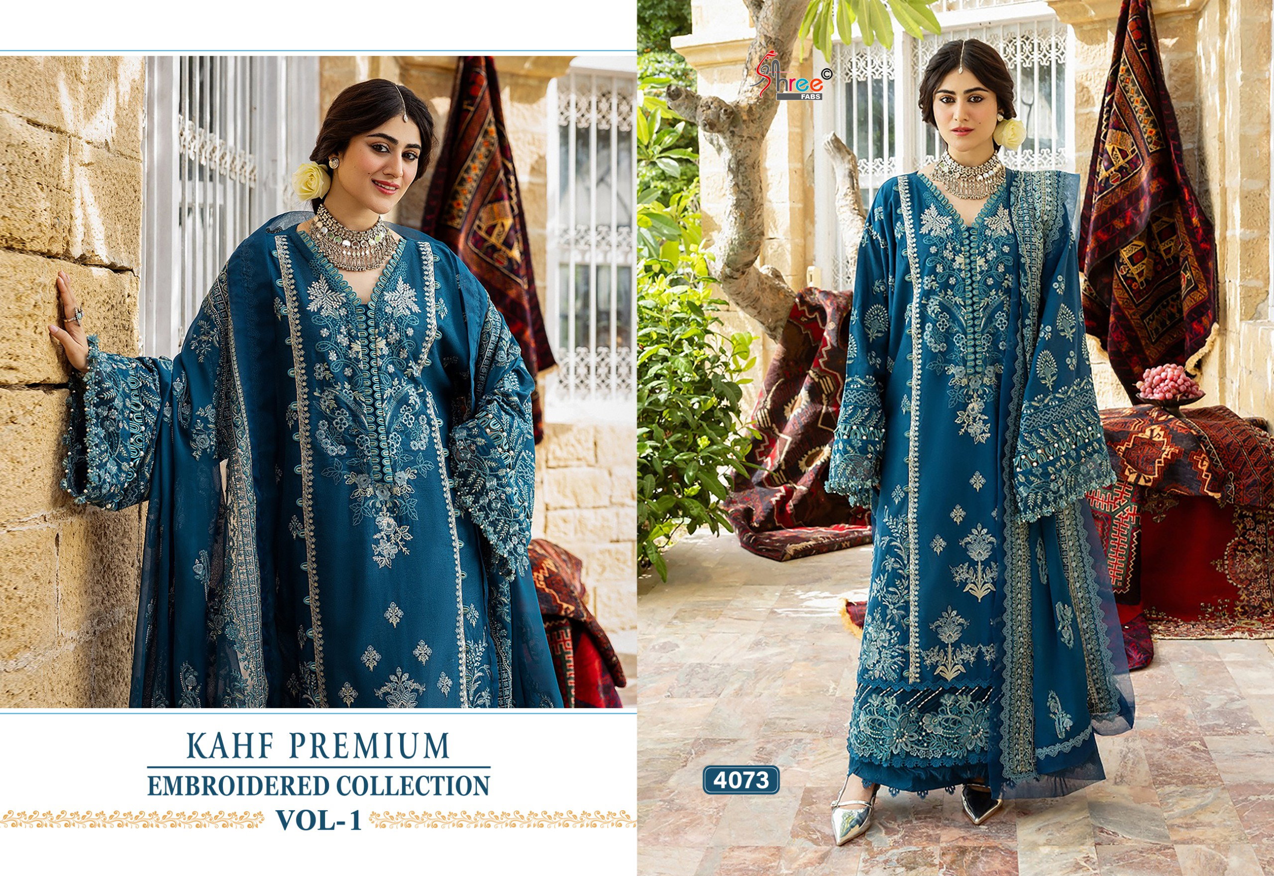 Shree Kahf Premium Embroidered Collection Vol 1 Kota Doriya Dupatta Pakistani Suits