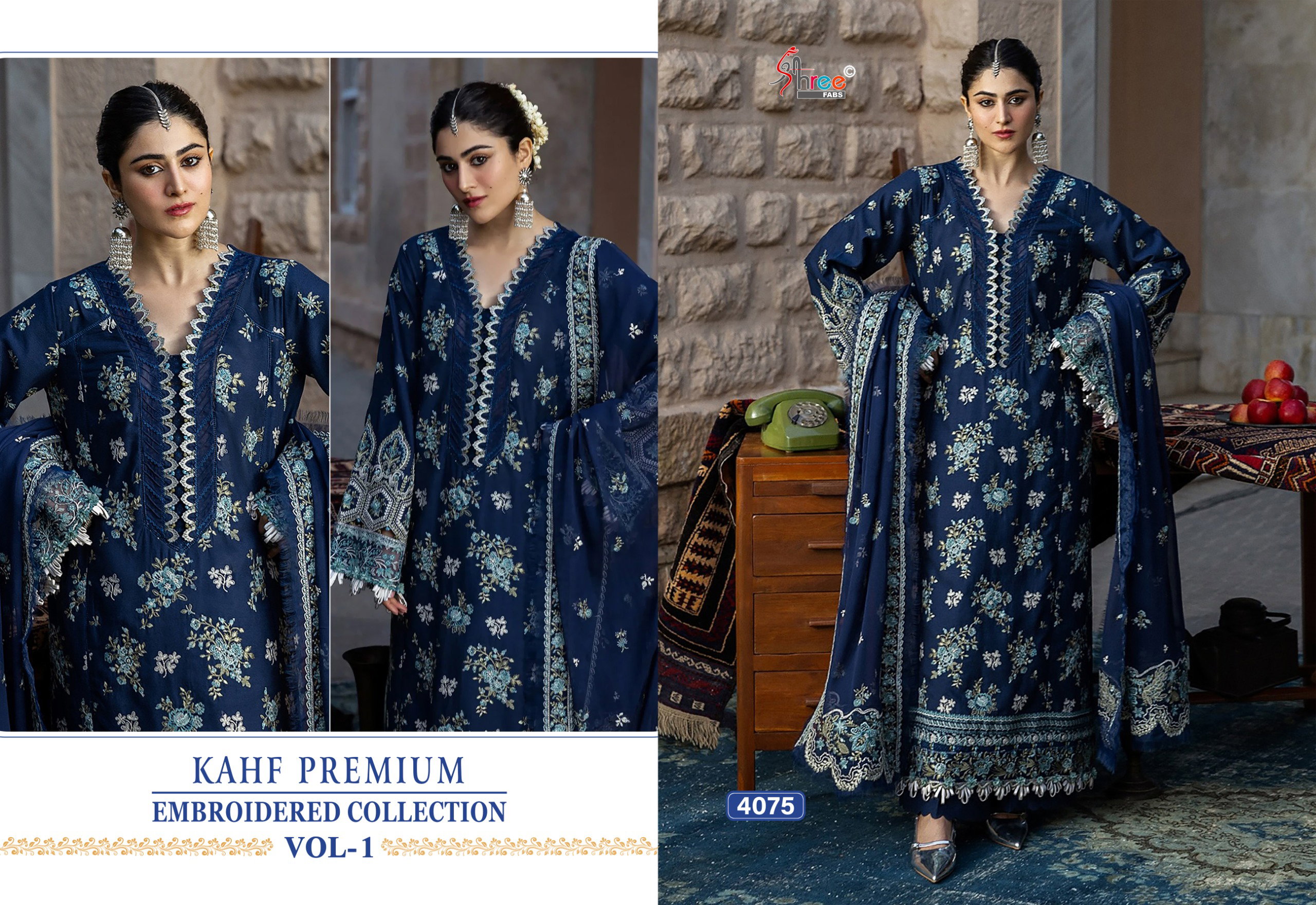 Shree Kahf Premium Embroidered Collection Vol 1 Kota Doriya Dupatta Pakistani Suits