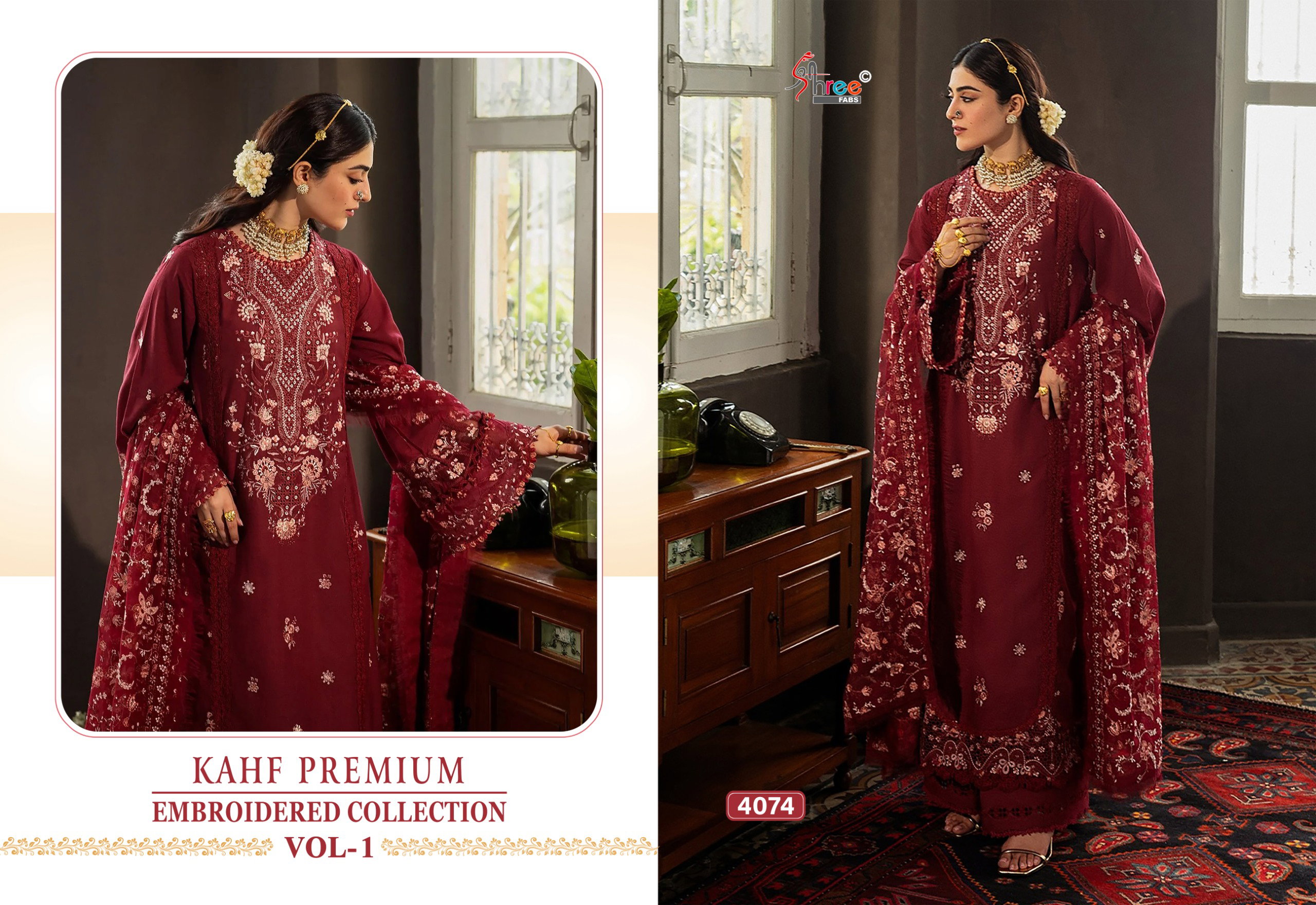 Shree Kahf Premium Embroidered Collection Vol 1 Kota Doriya Dupatta Pakistani Suits