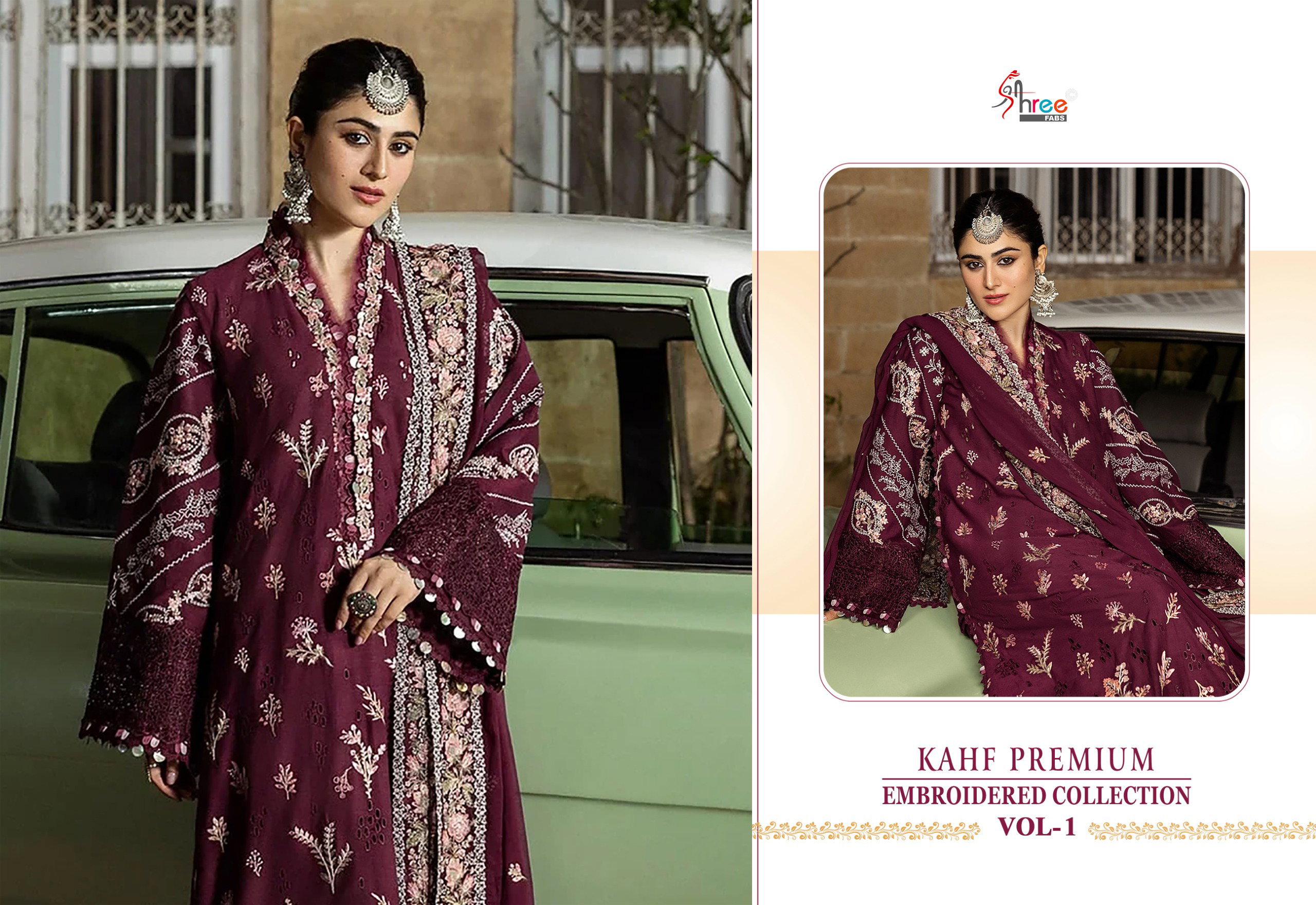 Shree Kahf Premium Embroidered Collection Vol 1 Kota Doriya Dupatta Pakistani Suits