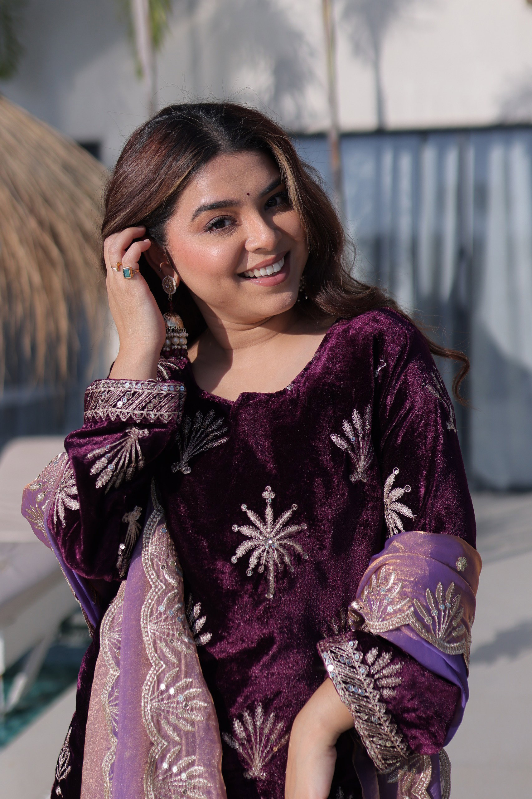 Lekha KL 1220 Velvet Zari Embroidery Top Plazzo With Dupatta