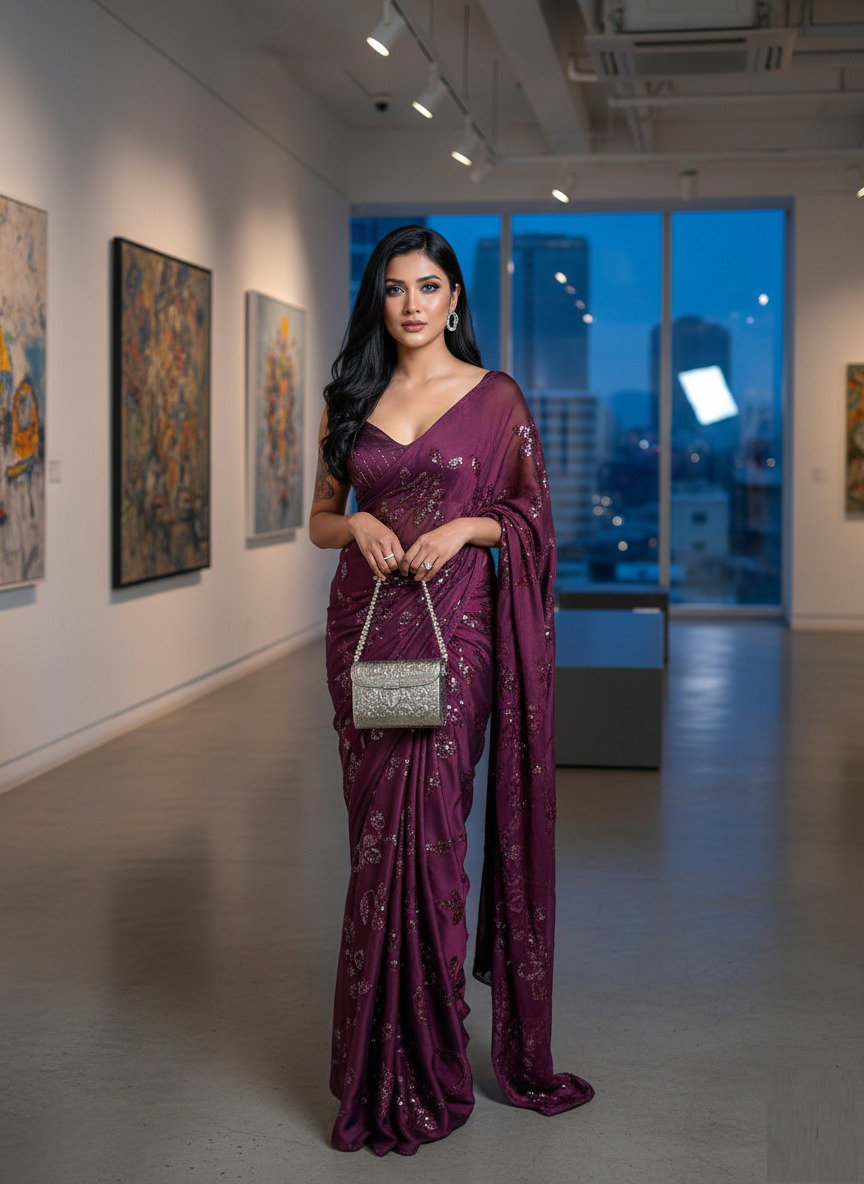 Aawiya PC 14 Rangoli Silk Thread Sequins Party Wear Saree
