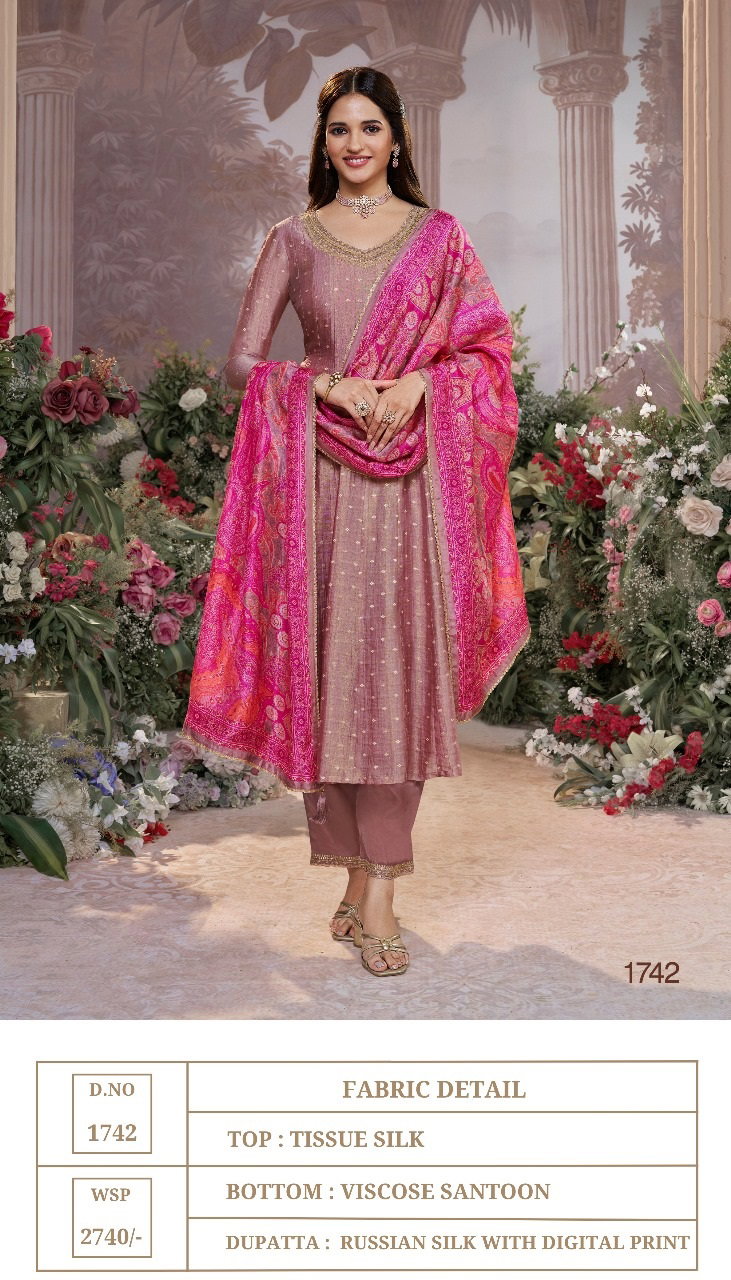 Seerat 1742 Tissue Silk Festival Wear Kurti With Bottom Dupatta Collection