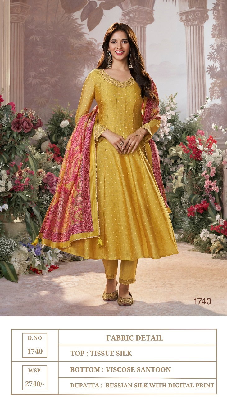 Seerat 1740 Tissue Silk Premium Designer Kurti With Bottom Dupatta