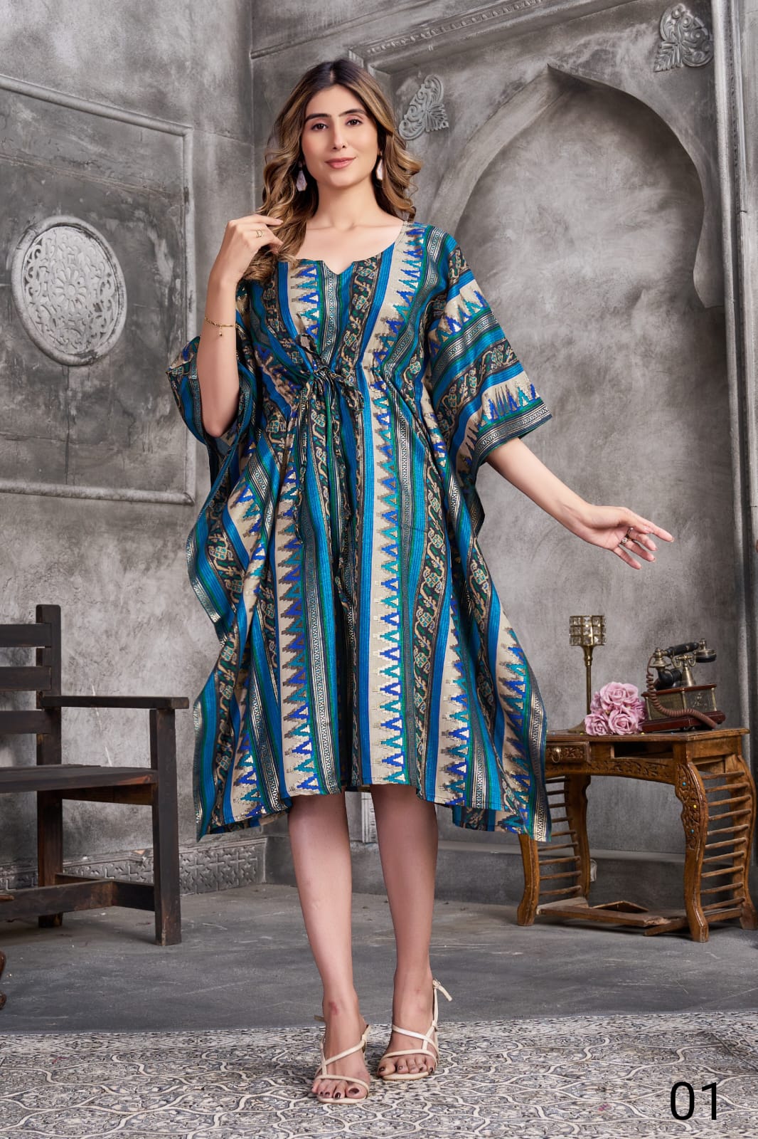 Lekha Nav Kaftan Printed Multicolor Kaftan Dress Collection 