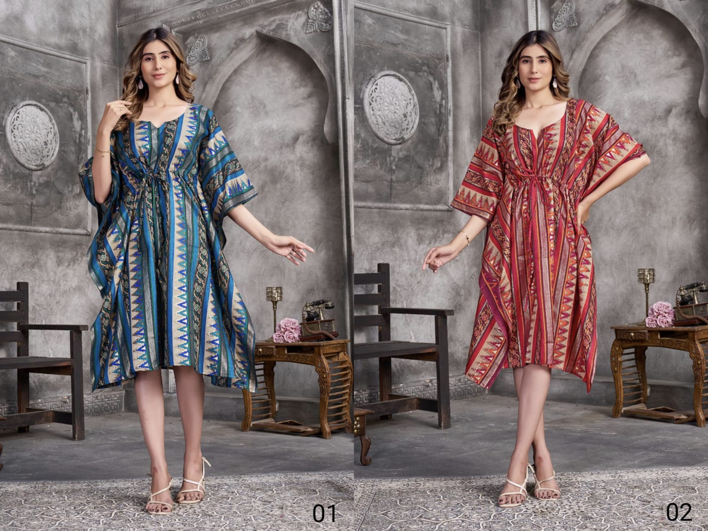 Lekha Nav Kaftan Printed Multicolor Kaftan Dress Collection 