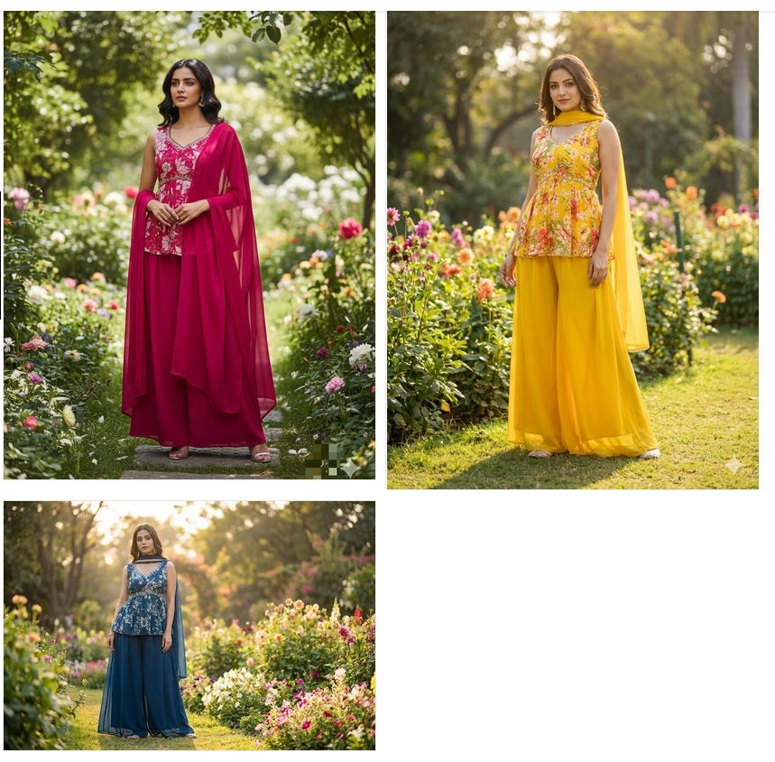Naisha K 490 Vol 2 Chinon Printed Handwork Top Bottom And Dupatta