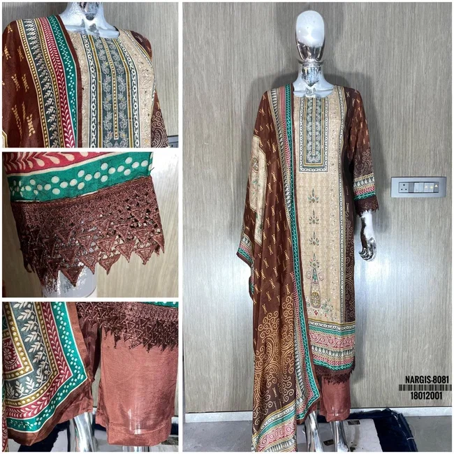 Swt Nargis vol 15 Muslin Digital Print Readymade Dress With Dupatta