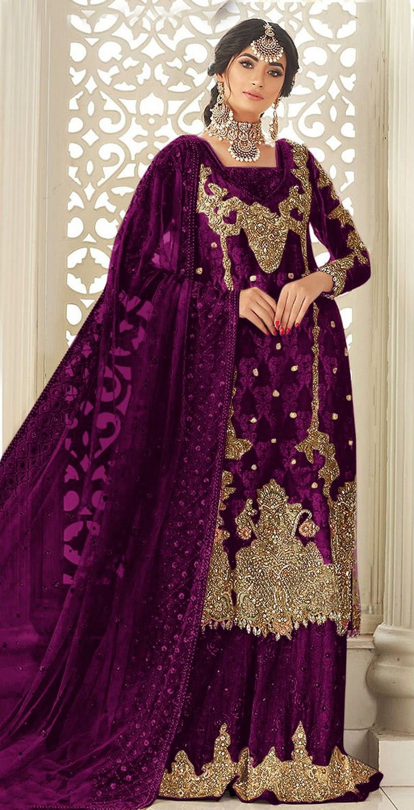 Bilqis B 233 A To D Velvet With Embroidered Salwar Kameez