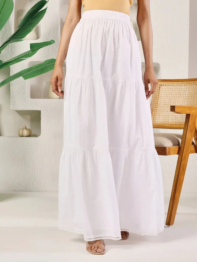 FIO BTM024 White Cotton Skirt