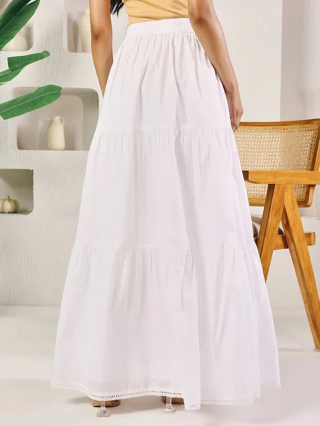 FIO BTM024 White Cotton Skirt
