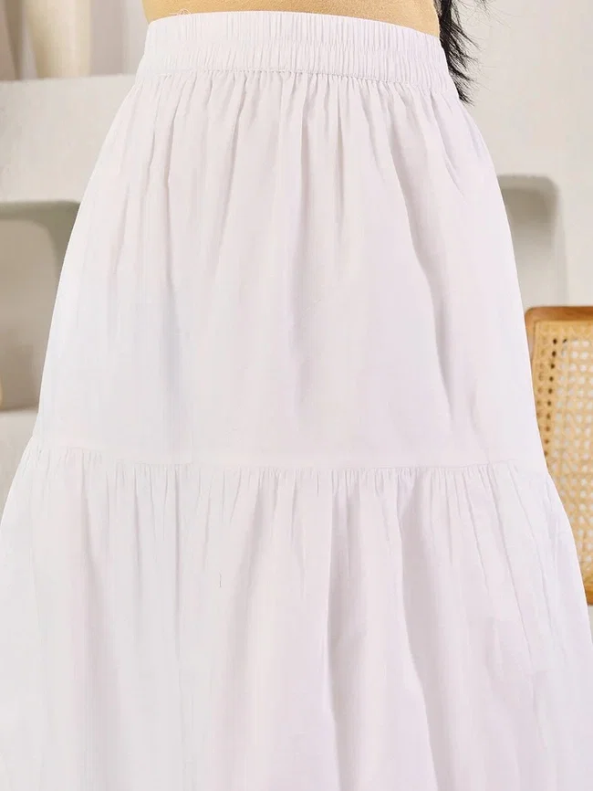 FIO BTM024 White Cotton Skirt