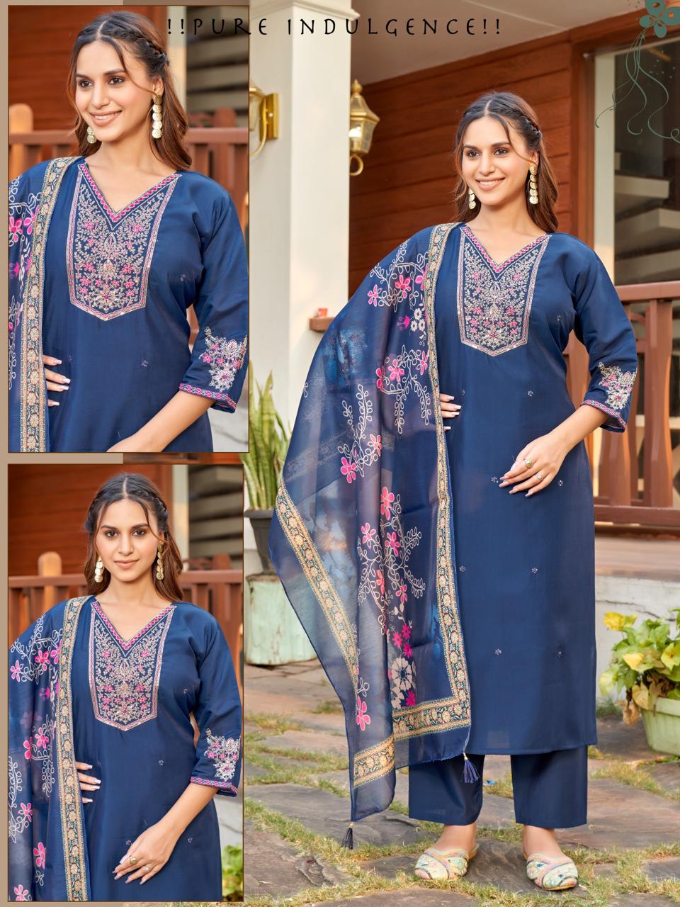 Naisha K 519 Roman Silk With Work Kurti With Bottom and Dupatta Collections