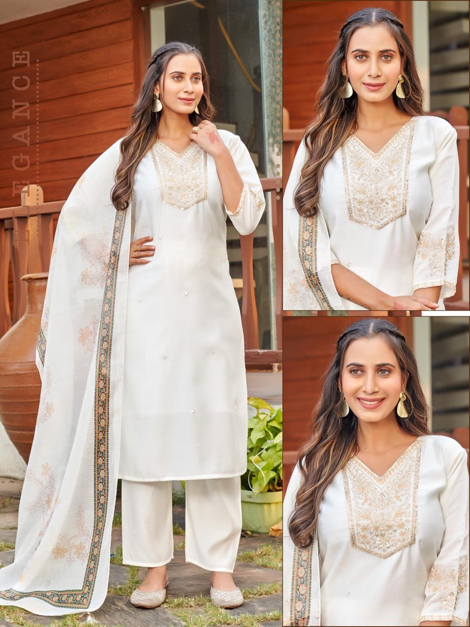 Naisha K 519 Roman Silk With Work Kurti With Bottom and Dupatta Collections