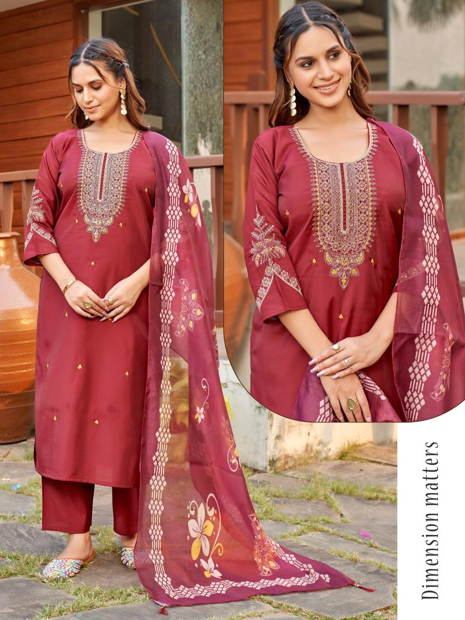 Naisha K 519 Roman Silk With Work Kurti With Bottom and Dupatta Collections